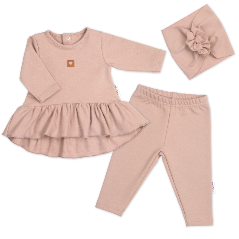 Baby Nellys Luxusní bavlněná sada, 3D, NATURE - pudrově růžová, vel. 68