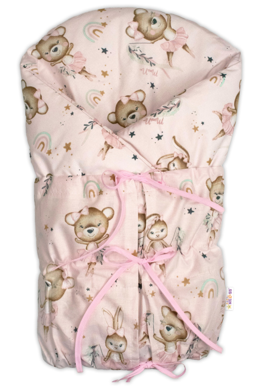 Baby Nellys Klasická retro zavinovačka LALLY šněrovací s výplní, Little Balerina - růžová