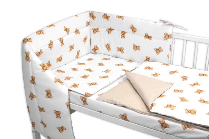 Baby Nellys Mantinel s povlečením do postýlky, 3D sada Bavlna, Míša -135x100