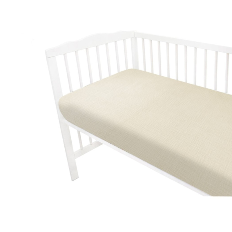 Baby Nellys Mušelínové prostěradlo do postýlky 60 x 120 NATURE double - béžové