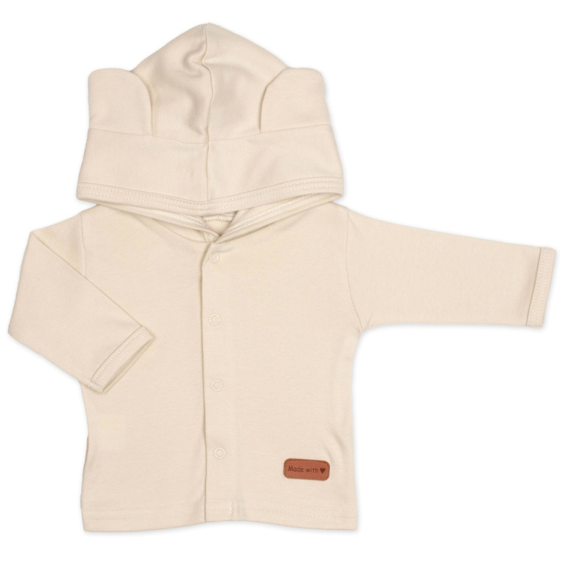 Baby Nellys Bavlněná souprava pro miminko do porodnice 5D, Made with love, béžová