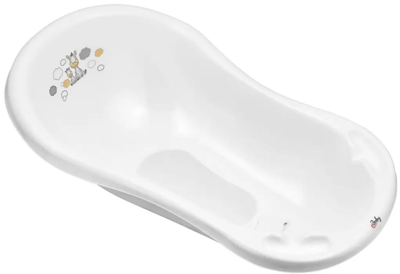 Maltex Dětská vanička Zebra s výpustem a protiskluzovou podložkou, 100 cm - bílá