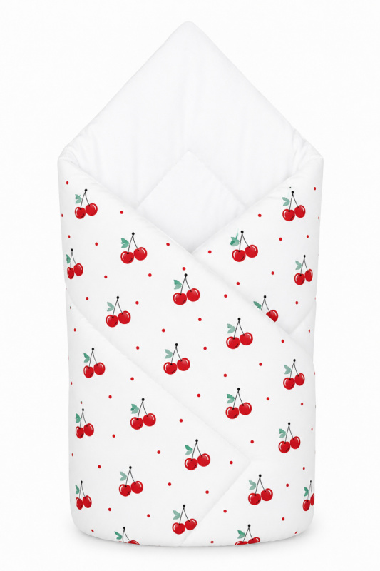 Baby Nellys Kojenecká zavinovačka Klasik - Cherries, bílá s třešničkami