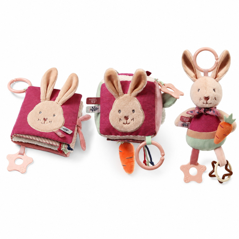 Babyono Velká sada senzorických hraček Rabbit, knížka, závěsná hračka