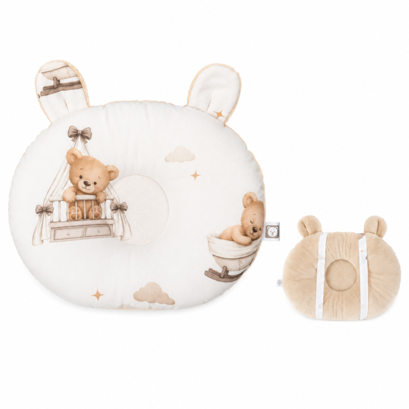Baby Nellys Kojící polštář na ruku Bavlna/Minky, Medvídci, béžová