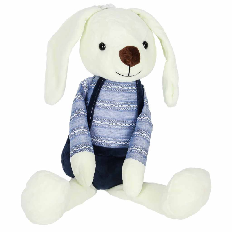 TULIMI Velký plyšový králík, přítulníček v modrých kalhotkách 36 cm