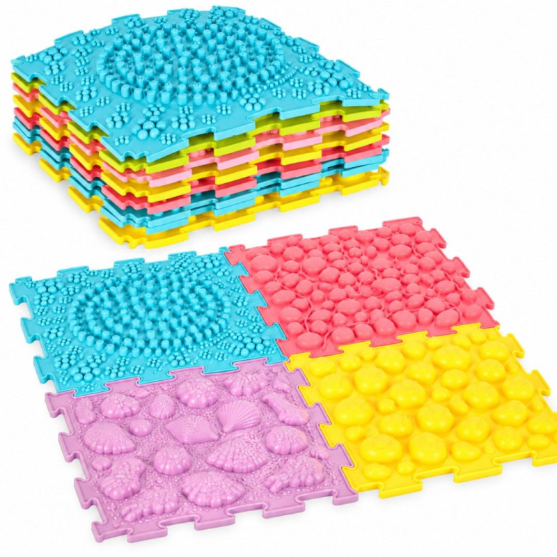 TULIMI Senzorické puzzle podložky pro děti, 8 dílů, 6 textur
