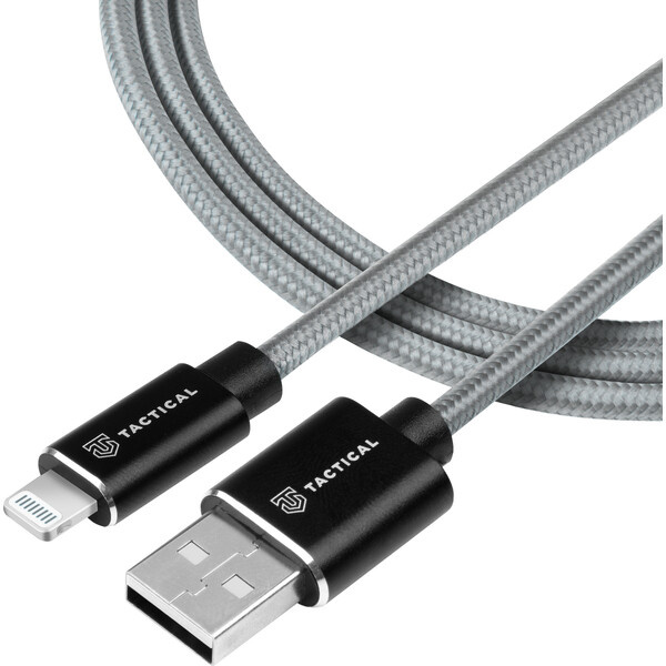 Tactical Fast Rope Aramid kabel USB-A/Lightning MFi 1m šedý