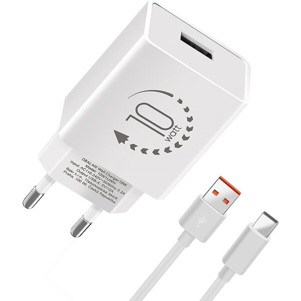 Obal:Me nabíječka USB-A (10W) + USB-A/USB-C kabel (1m) bílá