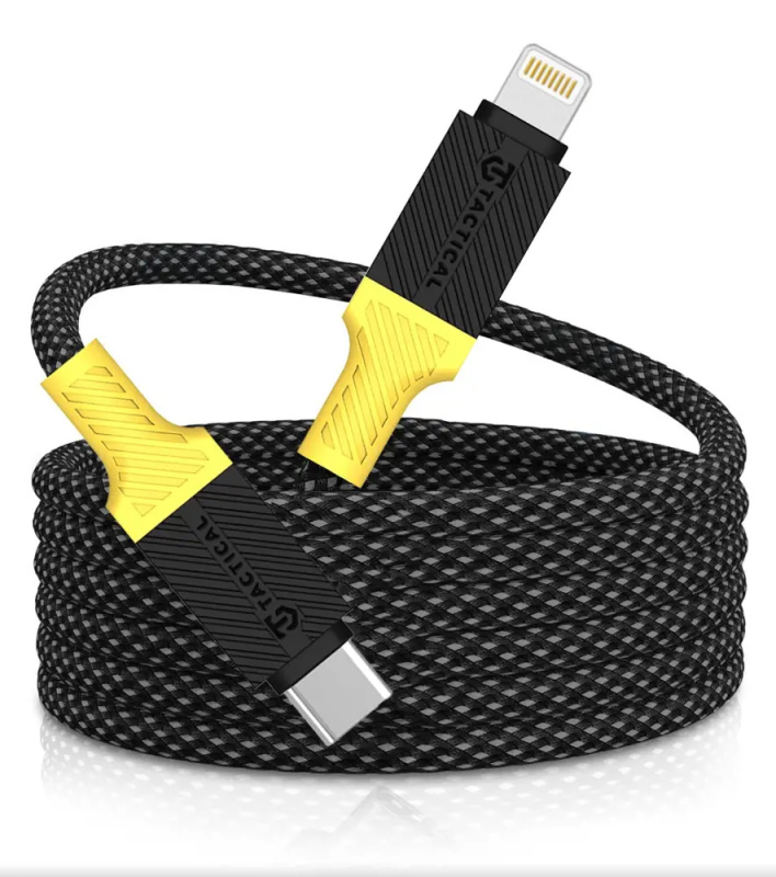 Tactical MagRope USB-C/Lightning magnetický kabel, 1m, černý/žlutý