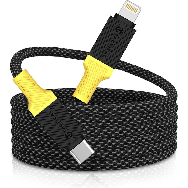 Tactical MagRope USB-C/Lightning magnetický kabel, 1m, černý/žlutý