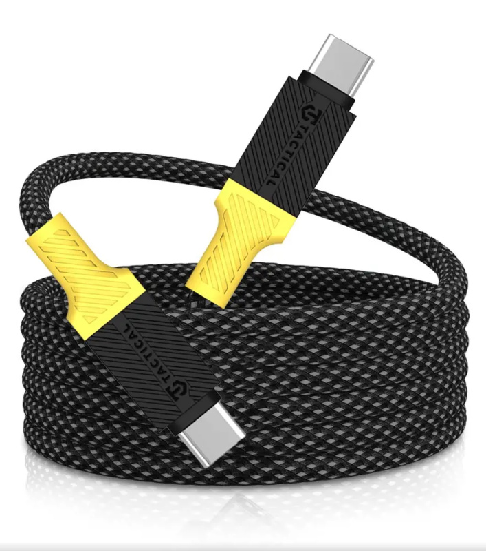 Tactical MagRope USB-C/USB-C magnetický kabel, 1m, černý/žlutý