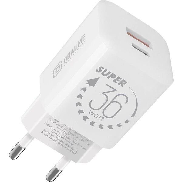 OBAL:ME GaN nabíječka USB-A/USB-C (36W) bílá