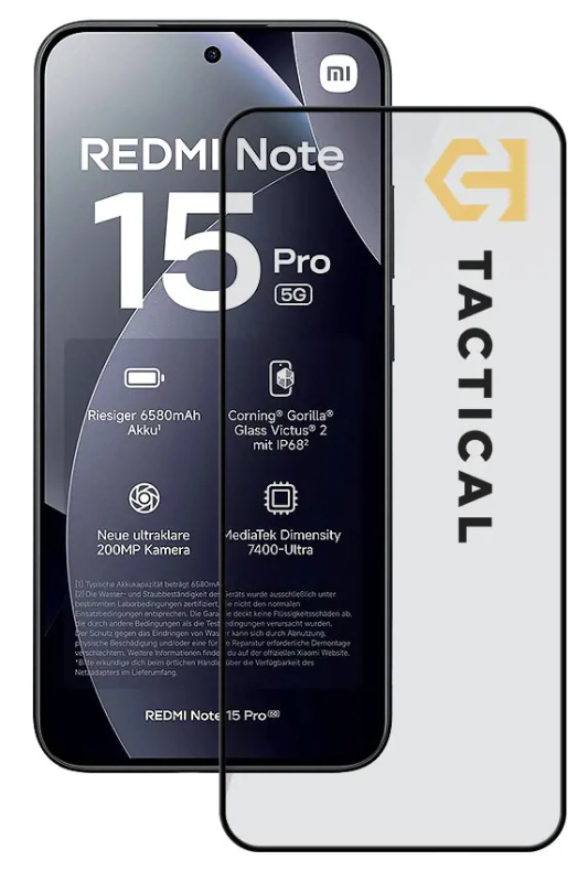 Tactical Glass Shield 5D sklo pro Xiaomi Redmi Note 15 Pro 5G černé