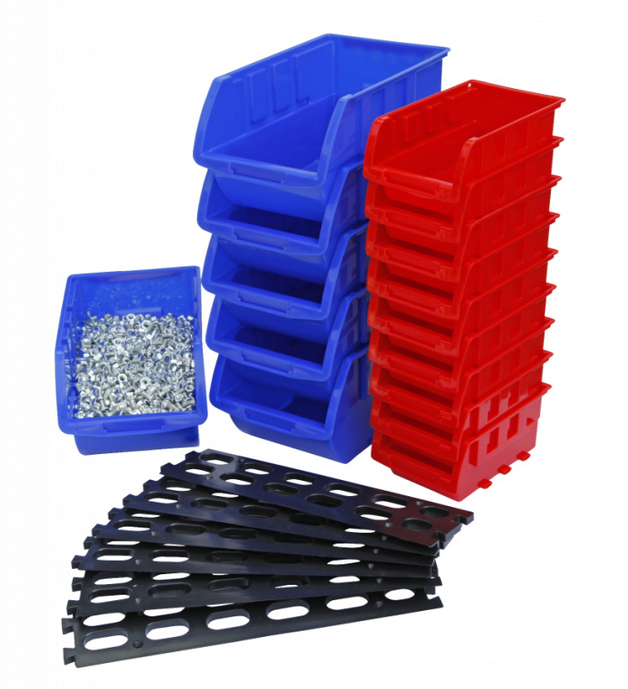 Závěsná plastová lišta s 15 plastovými boxy - MSBRWK0906