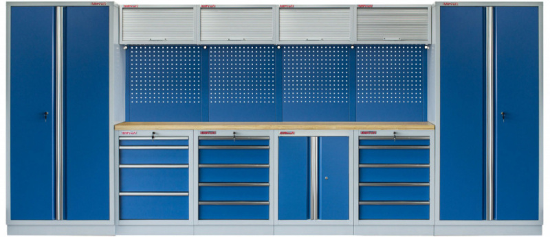 Kvalitní PROFI BLUE dílenský nábytek - 4535 x 2000 x 495 mm - MTGS1300AI