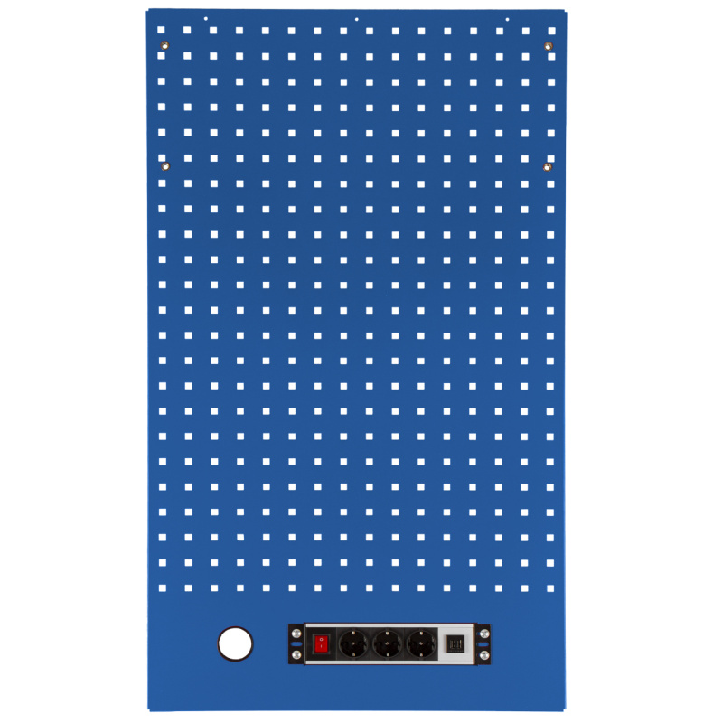 Děrovaná závěsná deska s el. zásuvkou 614,5x1052x24 mm PROFI BLUE - MWGB1324K