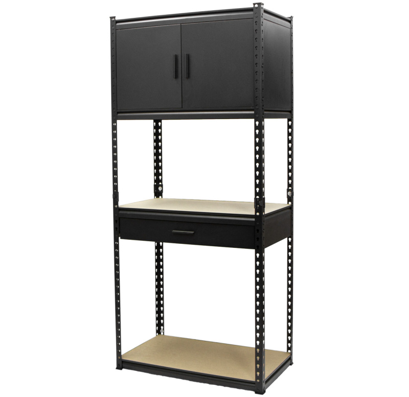 Policový regál + horní skříňka a 1 zásuvka, 815 x 465 x 1825 mm - AH034E