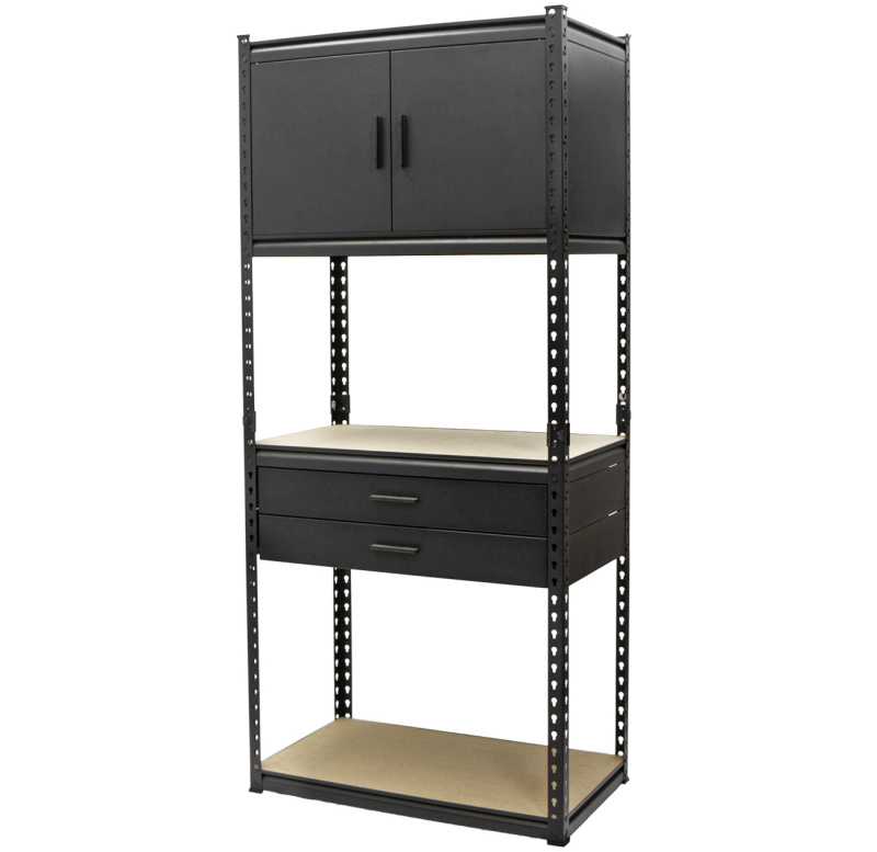 Policový regál + horní skříňka a 2 zásuvky, 815 x 465 x 1825 mm - AH034F