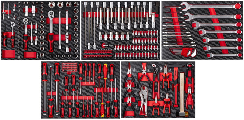 Profesionální sada nářadí do dílenských vozíků, 5 výplní - AH0262