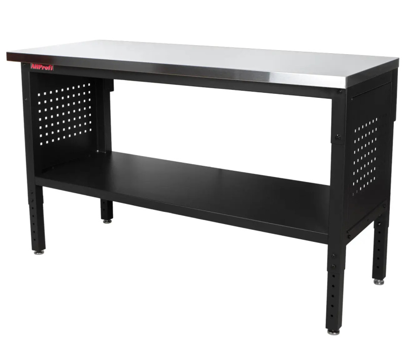 Výškově nastavitelný dílenský stůl s nerezovou deskou, 152 cm - TSP6024S