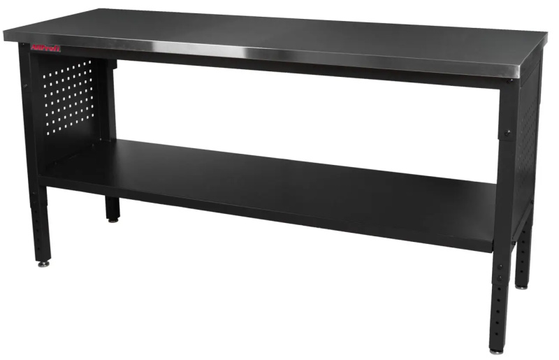 Výškově nastavitelný dílenský stůl s nerezovou deskou, 183 cm - TSP7224S