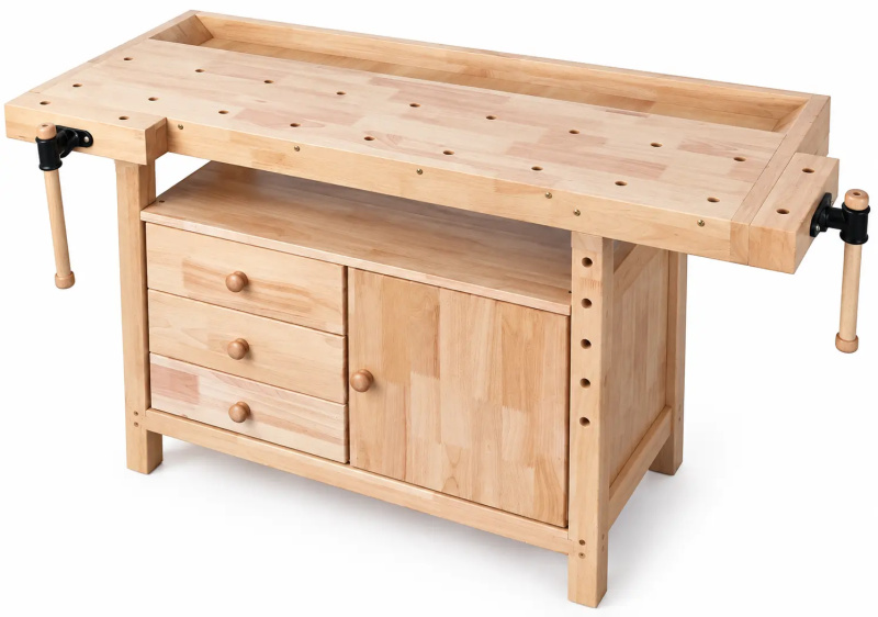 Hoblice se skříňkou a šuplíky, 1380 x 620 x 840 mm, se svěrákem