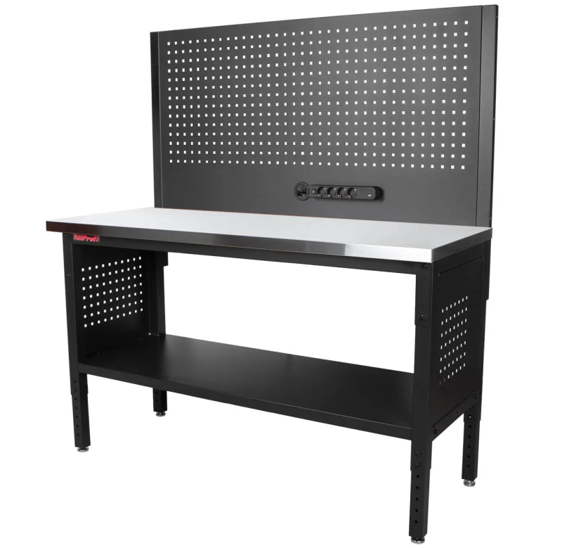 Dílenský stůl EXPERT se zástěnou, 152 cm, nerezová deska - TSP6024SBAL3