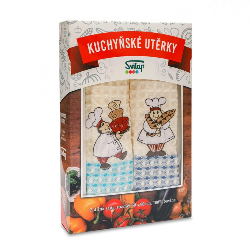 Svitap Dárková sada vaflových utěrek Kuchař 2 ks Varianta: Dárková sada vaflových utěrek Kuchař 50x70 cm 2 ks