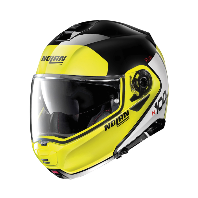 Moto helma Nolan N100-5 Plus Distinctive N-Com P/J Glossy Black-Fluo XS (55)