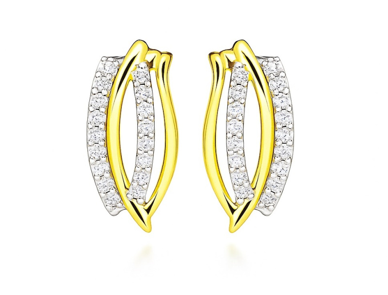 Silver Cat Třpytivé stříbrné náušnice se zirkony Bicolor SC600