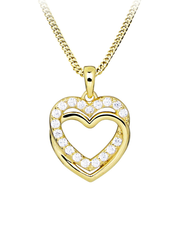 Silver Cat Pozlacený náhrdelník se srdíčkem Love & Infinity SC592 (řetízek, přívěsek)