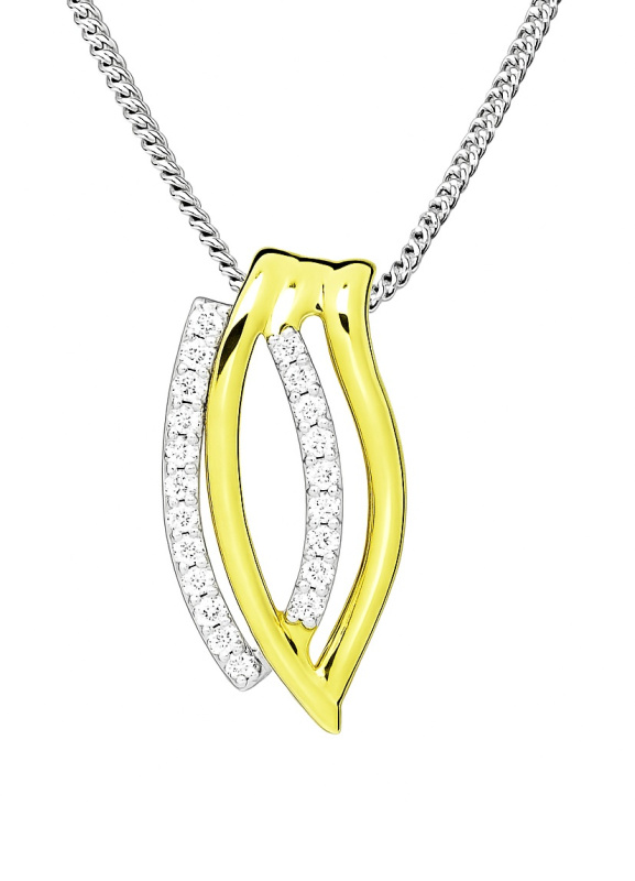 Silver Cat Elegantní stříbrný náhrdelník se zirkony Bicolor SC599 (řetízek, přívěsek)