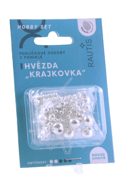Sada na výrobu ozdoby z perliček - Krajkovka - stříbrná/bílá