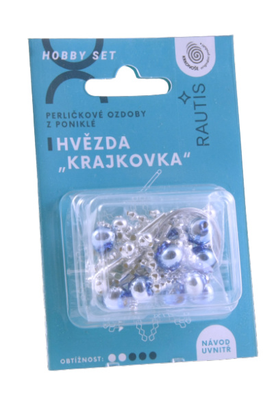 Sada na výrobu ozdoby z perliček - Krajkovka - stříbrná/modrá