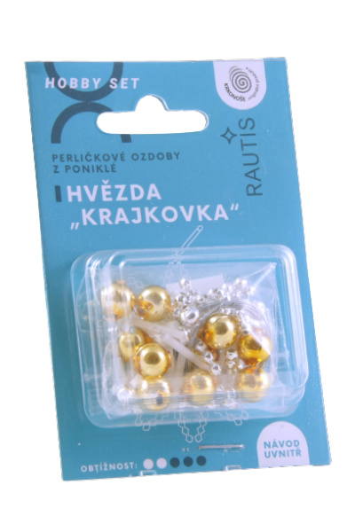 Sada na výrobu ozdoby z perliček - Krajkovka - stříbrná/zlatá/bílá