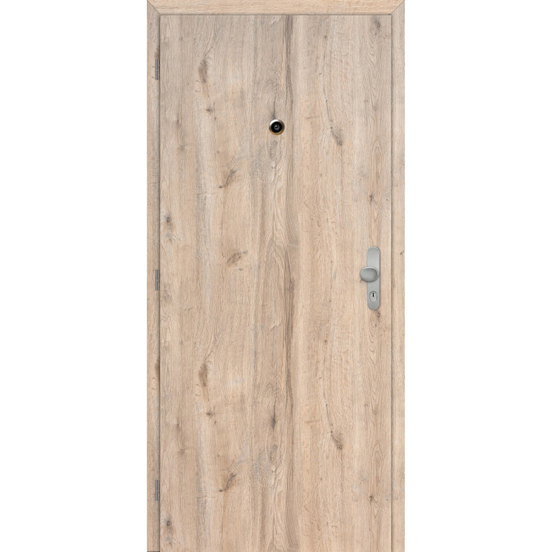 DOORNITE Falcové interiérové vstupní dveře s kukátkem kaš. fólie dub Hudson 80 L