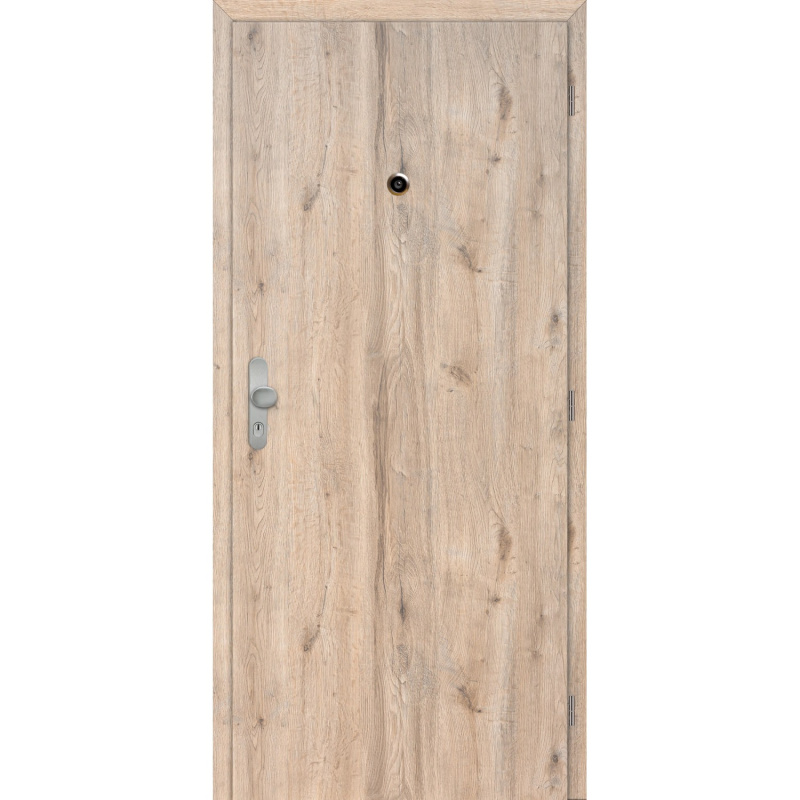 DOORNITE Falcové interiérové vstupní dveře s kukátkem kaš. fólie dub Hudson 80 P