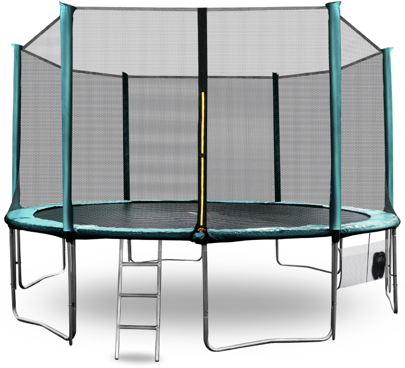 Aga SPORT PRO Trampolína 400 cm Tmavě zelená + ochranná síť + žebřík + kapsa na obuv