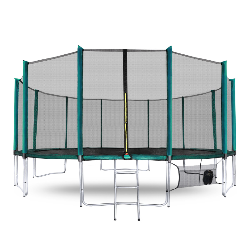 Aga SPORT PRO Trampolína 518 cm Tmavě zelená + ochranná síť + žebřík + kapsa na obuv