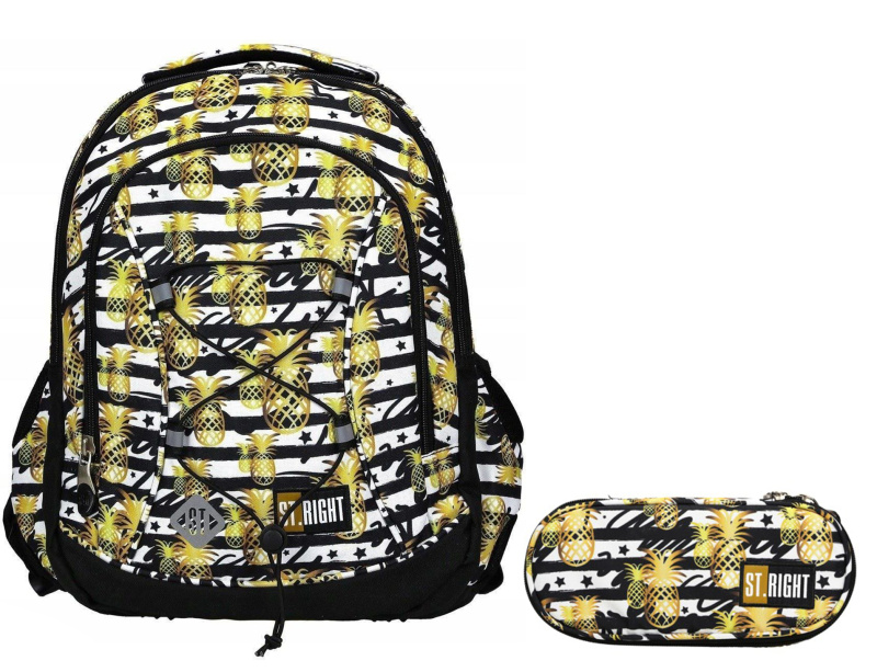 St.RIGHT Školní set tříkomorový batoh + pouzdro Tropical Party