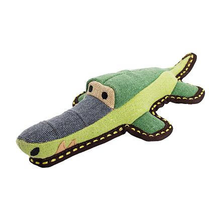 Krokodýl jutový 30 cm, robustní aport pro psy, HIPHOP DOG, zelená/šedá 1 ks
