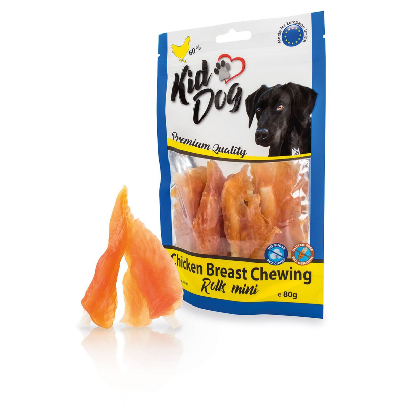 KIDDOG kuřecí prsa na buvolí tyčince mini 9 cm 80 g