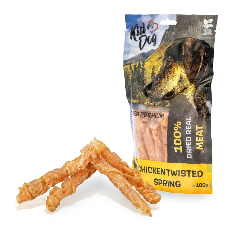 KIDDOG SUPER PREMIUM 100% kuřecí prsa ve spirále bez aditiv 100g