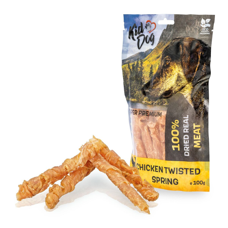 KIDDOG SUPER PREMIUM 100% kuřecí prsa ve spirále bez aditiv 100g