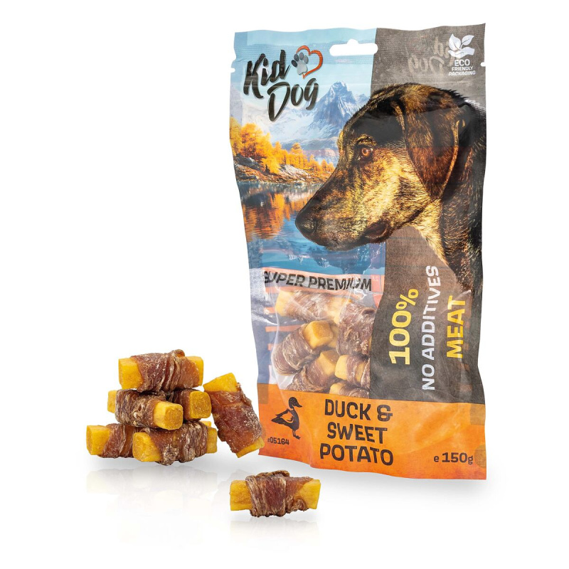 KIDDOG SUPER PREMIUM 100% kachní maso na batátu bez aditiv 150g
