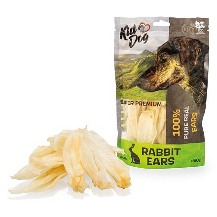 KIDDOG SUPER PREMIUM 100% přírodní králičí uši  50 g