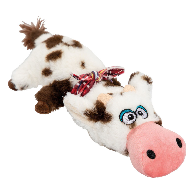Kravička ležící, plyšová hračka pro psy, HIPHOP DOG, strakatá 30 cm