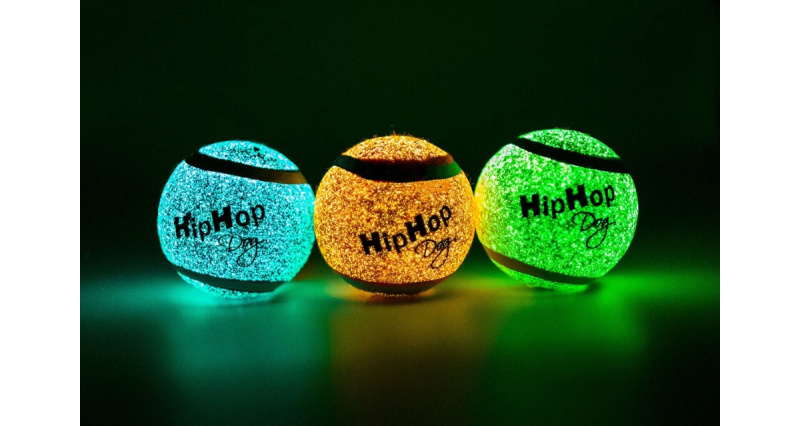 Neonový ve tmě svítící tenis. míč 6,5 cm (3 ks/bal.) HIPHOP DOG