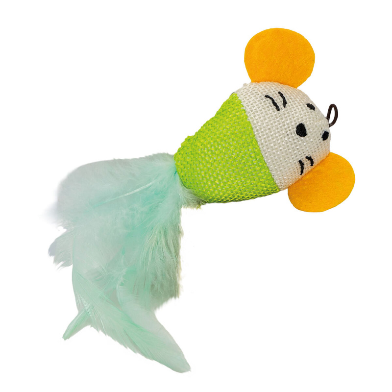 Ušatá myška tkaná s peřím, HipHop Cat 1ks/7cm